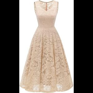 Elegant Floral Lace Sleeveless Handkerchief Dress